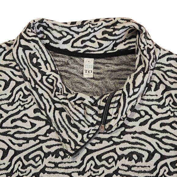 Thomas & Olivia Cowel Neck w/ zipper, elbow sleeve Pullover shirt, top sz M - Picture 4 of 10